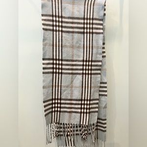 Cashmere plaid light blue and brown scarf. Bought in Florence Italy. One size